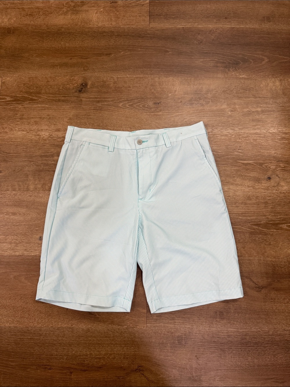 Men's Light Blue Micro-Check Performance Shorts